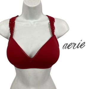 Aerie Red Bow Lace Bra – Red – Size 34C